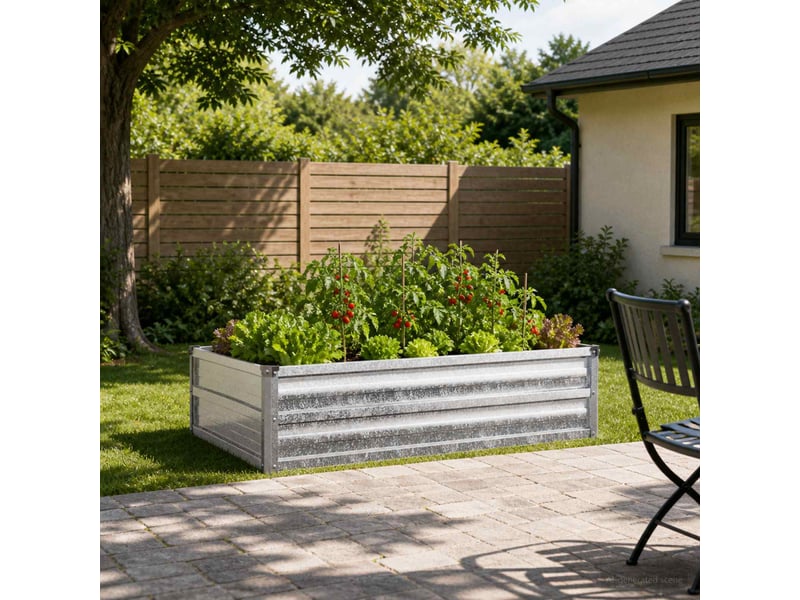 Jardinière - jardin surélevé argenté 100 x 80 x 24 cm galvanisé - Conforama B