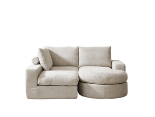 Canapé d'angle compressé réversible fixe MODENVIE 3 places Tissu beige