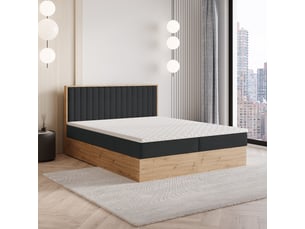 Lit avec rangement 140x200 cm <strong>MASSENO</strong>  <strong></strong> coloris noir