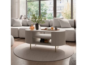 Table basse rectangulaire coloris beige JLC KREATION - 52 cmx100 cm