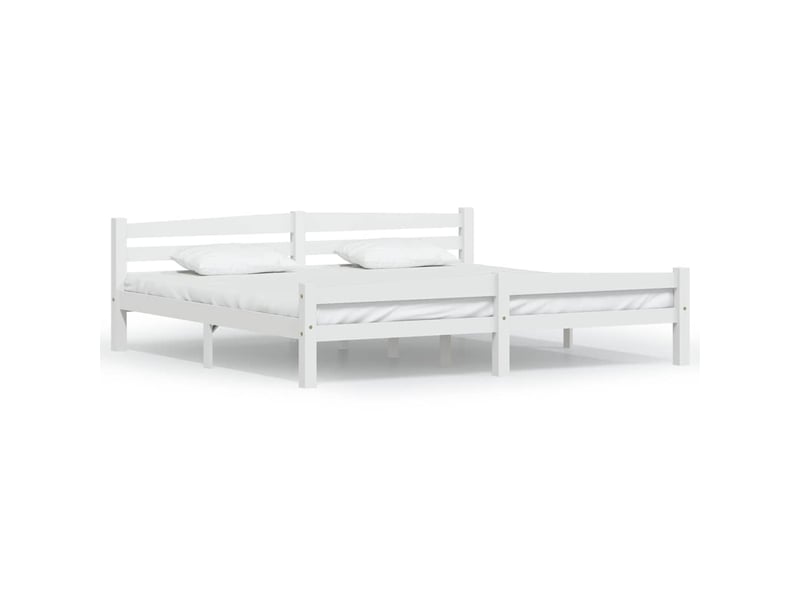  Lit double - lit adulte - cadre de lit sans matelas blanc bois massif de pin 200x200 cm  - Conforama A