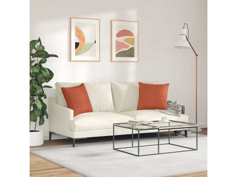 Lot de 2 coussins de canapé, coussins décoratifs rouge orange 45 x 45 cm cf59159 - Conforama D