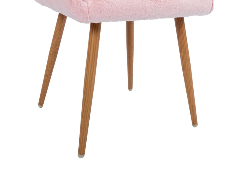  Chaise de salle à manger assise en fausse fourrure chaise repas pieds en acier peints style mid-century chaises d’appoint  - Conforama B