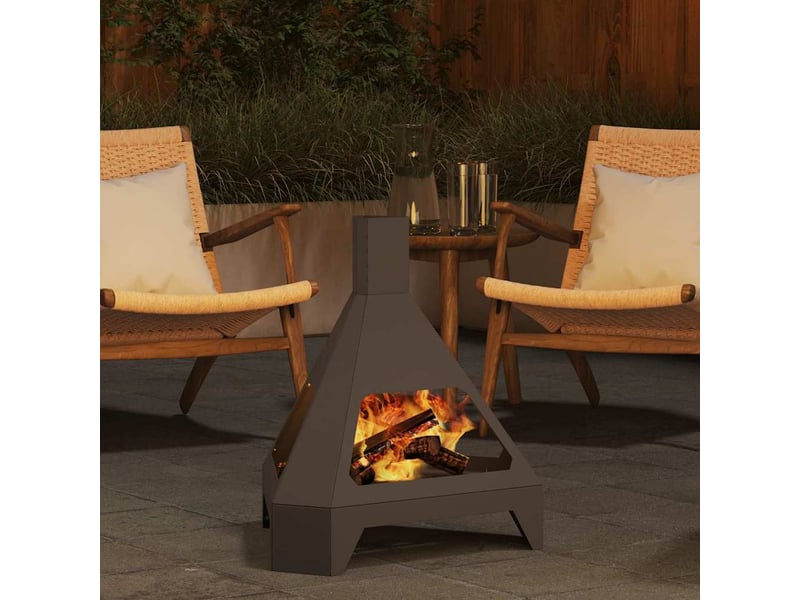  Brasero exterieur, foyer camping noir 50x43x52 cm acier patiné  - Conforama D