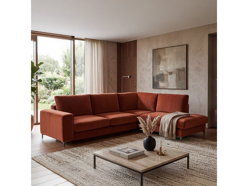  Canapé angle droit fiesole en velours terracota - 4 places 3CA52.PI.4AC.D.21 - Conforama B