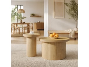 Table basse rond(e) coloris naturel LPOSPI - 66 cmx40 cm