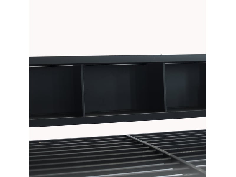  Lit mezzanine 140x200 en fer noir avec bureau, rangements et armoire  - Conforama D