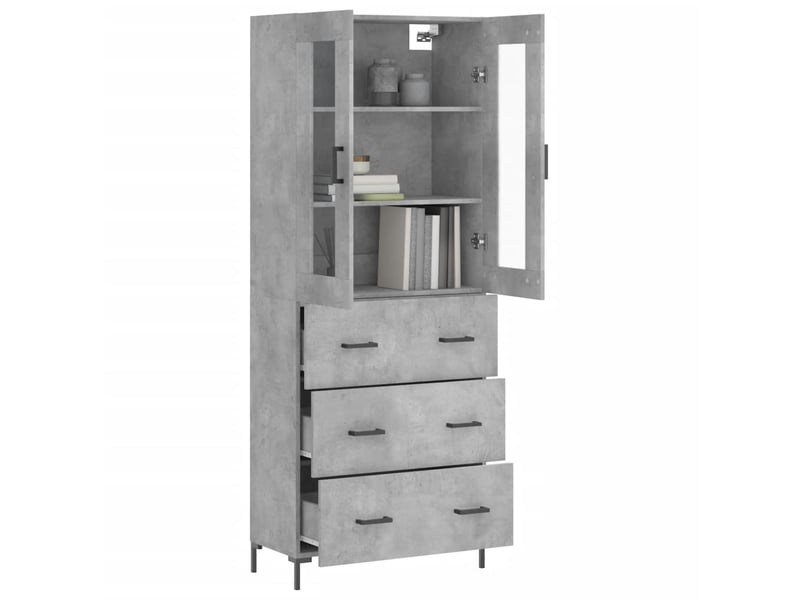  Buffet haut - bahut - meuble de rangement gris béton 69,5x34x180 cm bois d'ingénierie  - Conforama C