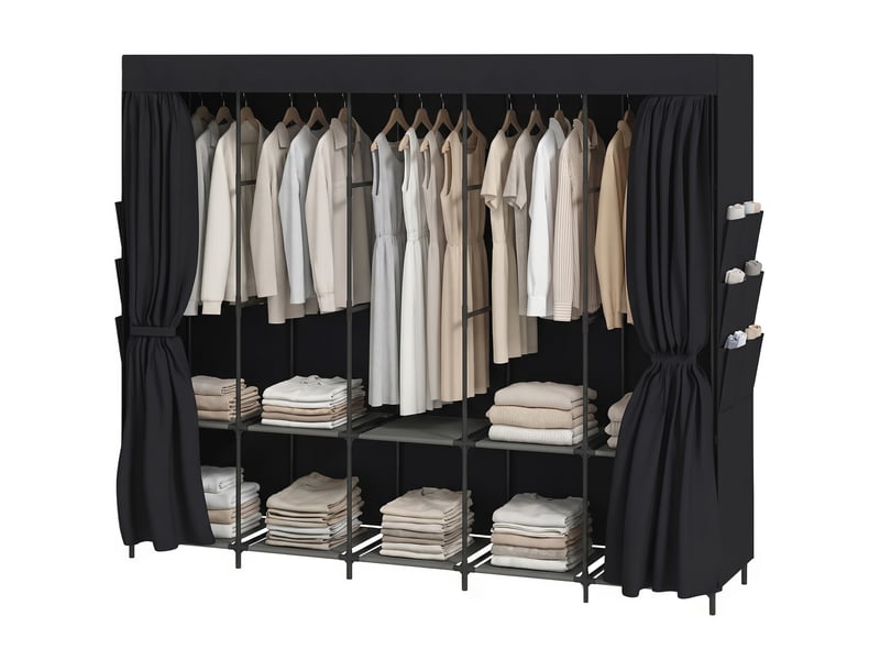  Armoire en tissu, anti-poussière, portable, 5 tringles, 212 x 45 x 167 cm, noire  - Conforama B