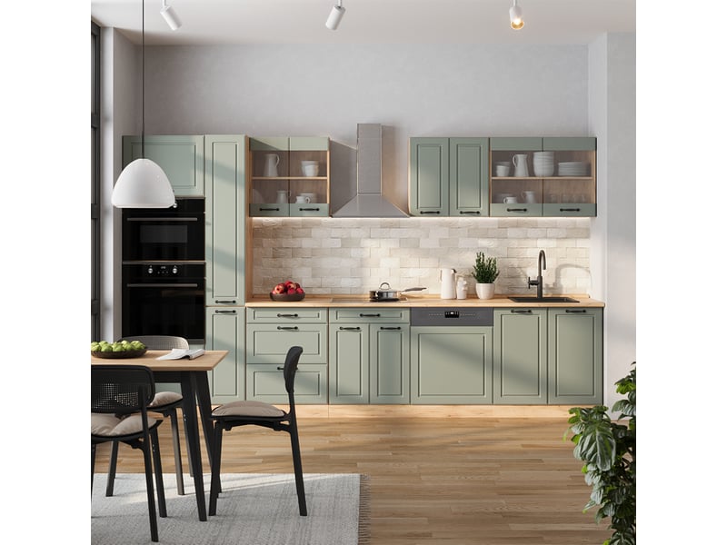  Vicco meuble cuisine, mint campagnechêne doré, 50cm plan de travail marbre  - Conforama C