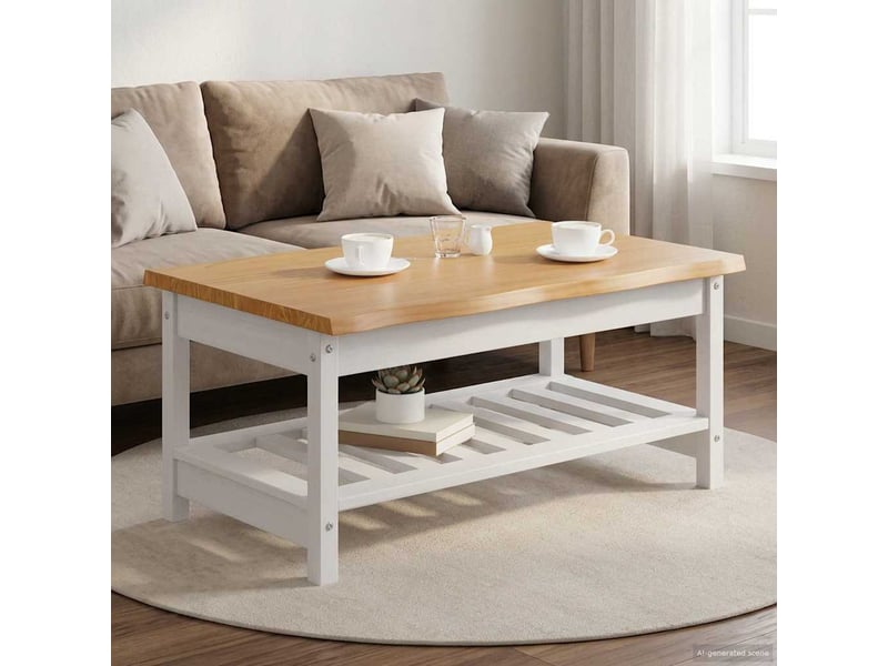  Table basse - table de salon - table à thé ekai blanc 100 x 60 x 45,5 cm bois de pin massif  - Conforama B
