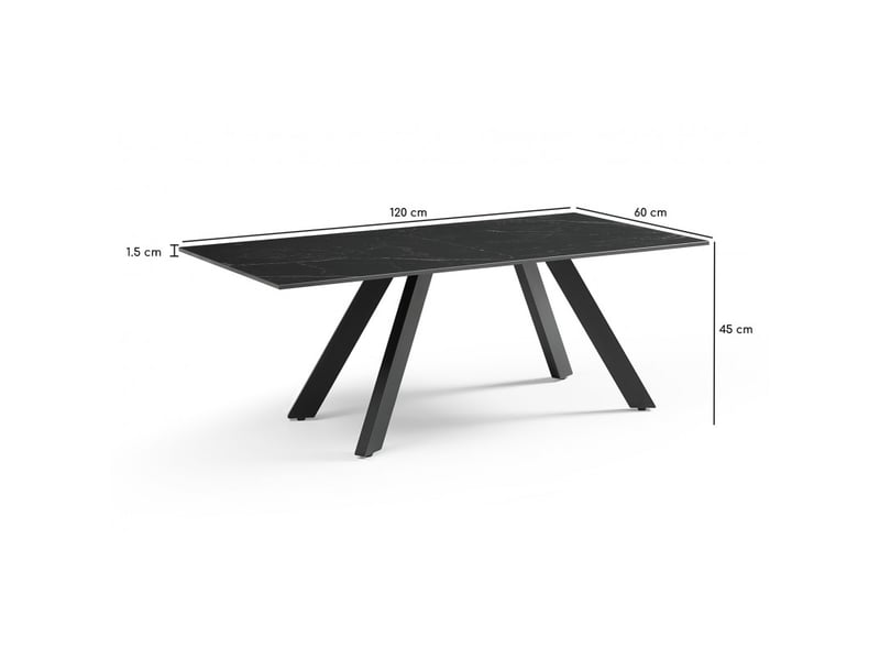 Table basse 120x60 cm céramique noir marbré pieds inclinés - indiana 08 - Conforama E