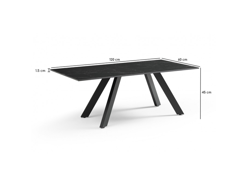  Table basse 120x60 cm céramique noir marbré pieds inclinés - indiana 08  - Conforama E