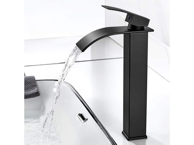  Robinet salle de bain cascade, moderne robinet lavabo noir, robinetterie carré en laiton eau chaude et froide disponible g 38  - Conforama A