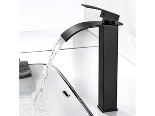 Robinet salle de bain cascade, moderne robinet lavabo noir, robinetterie carré en laiton eau chaude et froide disponible g 38