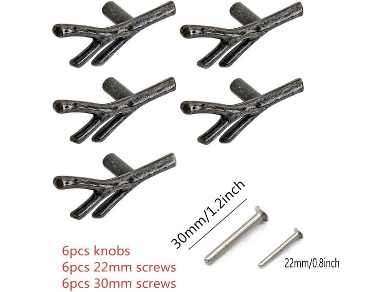  Chiloskit, 6 poignées en forme de clé en alliage de zinc bronze pour portes d'armoires et tiroirs (6 unités en bronze x 1 trou)  - Conforama B