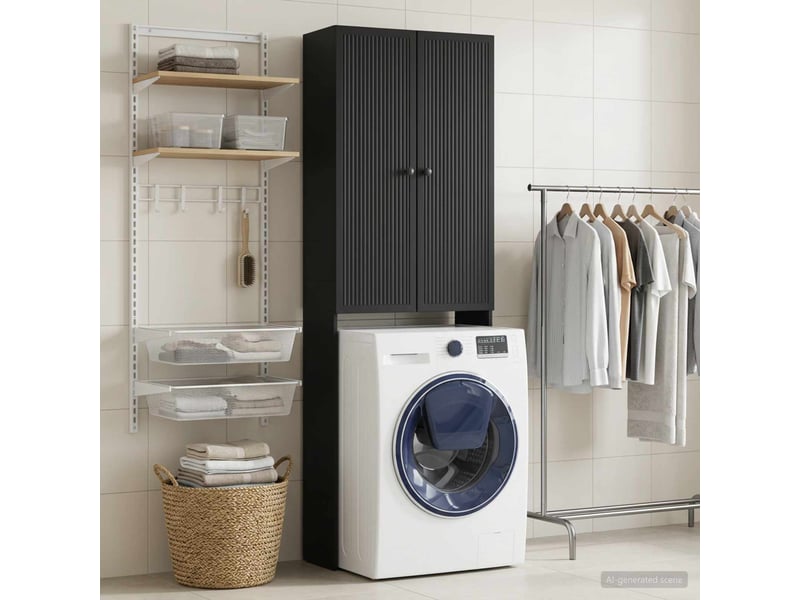  Armoire de toilette, meuble de toilette ede noir 66x25.5x190 cm  - Conforama C