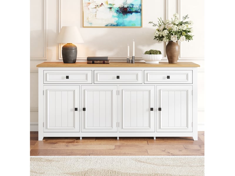  Buffet bas blanc en mdf 160 x 35 x 76 cm  - Conforama C