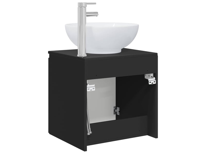  Vanité de lavabo mural, meuble de rangement noir 49.5x44.5x65 cm shl1996  - Conforama E