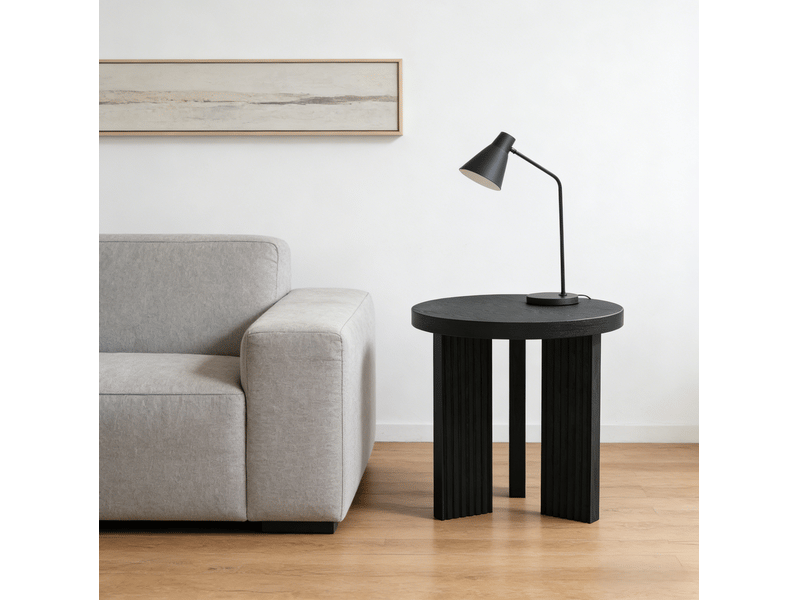  Table d'appoint ronde 44,5x44,5x45 cm à trois pieds mdf noire  - Conforama E