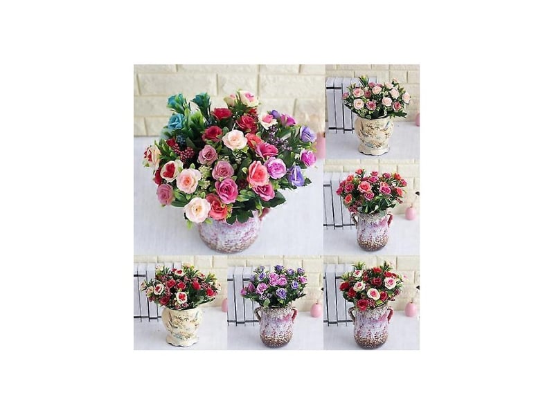  Rose artificielle romantique à 6 têtes, idéale pour la décoration de mariage, maison et jardin.blanc  - Conforama B