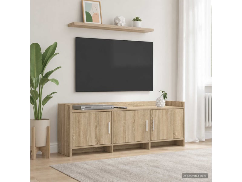  Meuble tv - banc tv - meuble de rangement 130 x 33 x 47 cm chêne sonoma bois d'ingénierie  - Conforama B