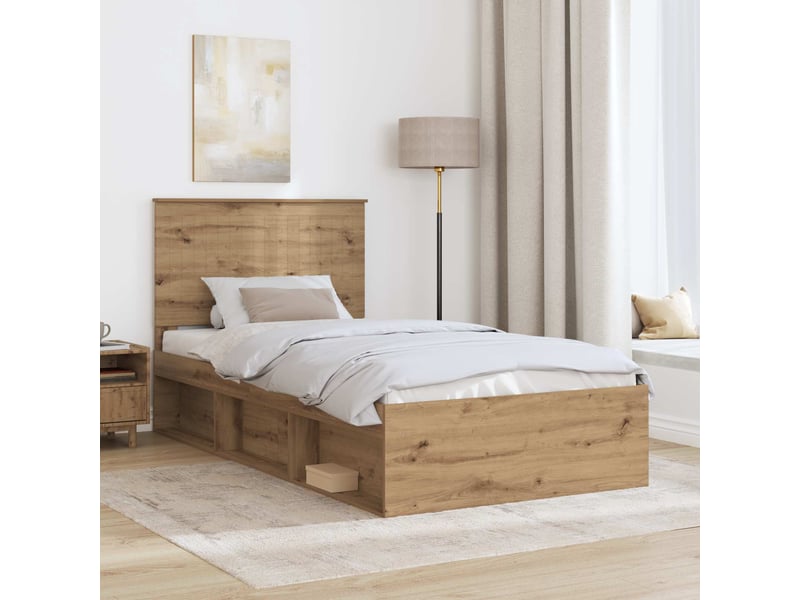  Lit simple- lit adulte -  cadre de lit chêne artisan 100 x 200 cm bois de pin massif  - Conforama B