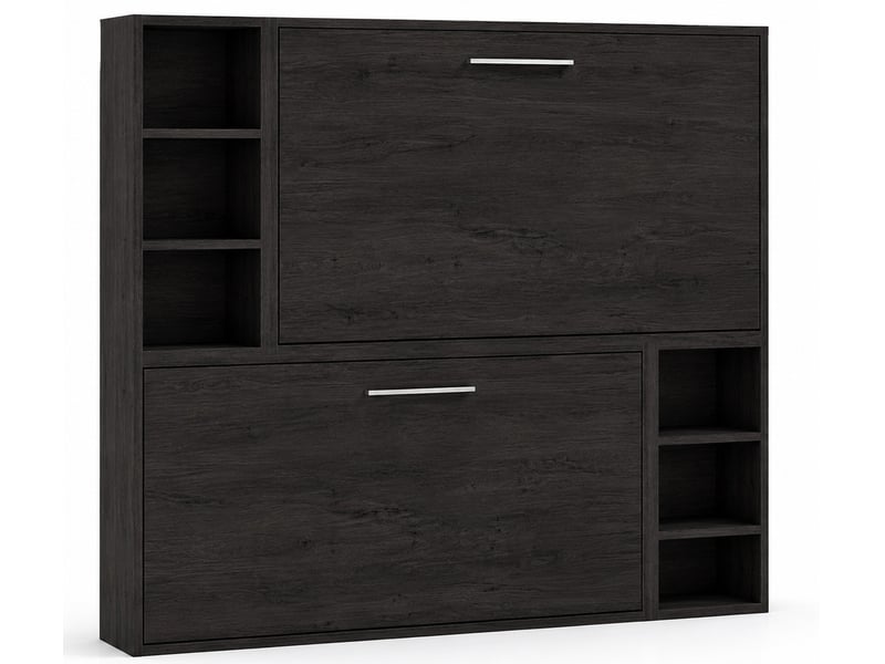  Lit escamotable superposé avec niches de rangement briano-90x200-cadre carbone-façade carbone  - Conforama A