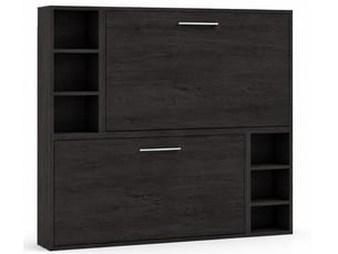 Lit escamotable superposé avec niches de rangement briano-90x200-cadre carbone-façade carbone