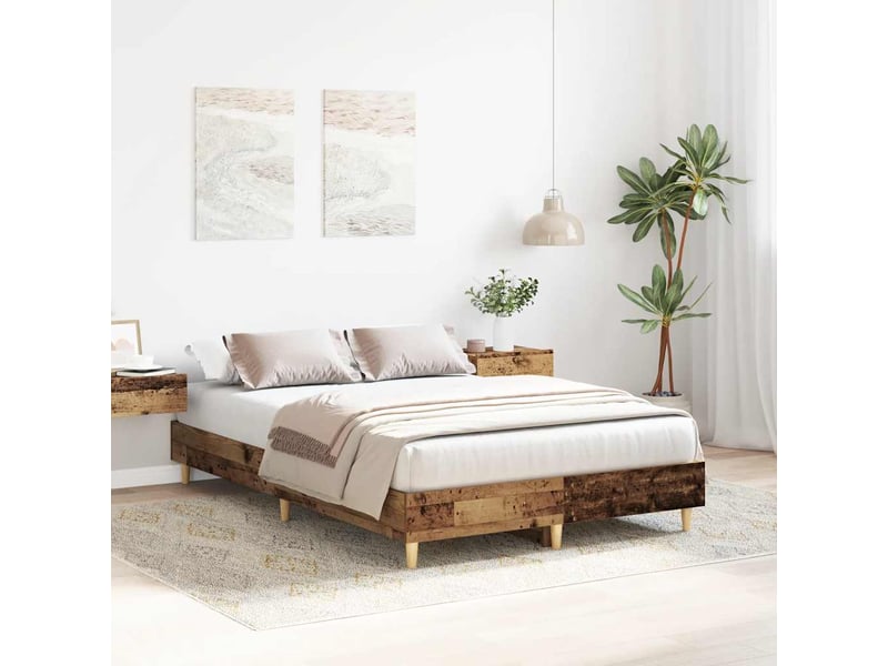  Lit double- lit adulte -  cadre de lit sans matelas vieux bois 120x190 cm bois ingénierie  - Conforama B