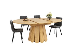 Table à manger extensible ronde en bois, transformable en ovale, dimension 118 à 158 cm, table de cuisine, salle à manger et balco