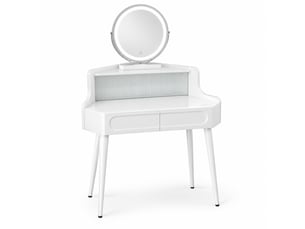 Coiffeuse 2 tiroir(s) Miroir avec 0 tabouret(s) inclu(s) <strong>DESVIAE</strong> <strong></strong> coloris blanc