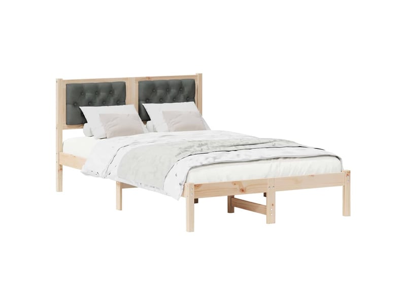 Lit double- lit adulte - cadre de lit gris foncé 135 x 190 cm pin massif - Conforama B