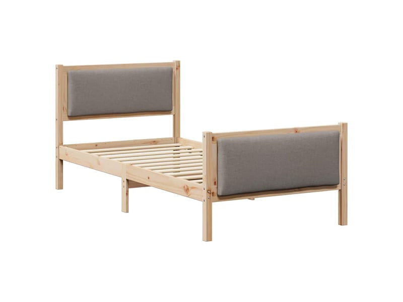  Lit simple- lit adulte -  cadre de lit avec tête de lit taupe 100 x 200 cm tissu  - Conforama A