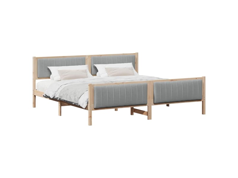Lit double- lit adulte - cadre de lit avec tête de lit marron et gris clair 200 x 200 cm - Conforama B
