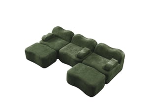 Canapé modulable en u ulevr 3 places avec 2 poufs, assise profonde, velours vert, 288 x 167 x 70 cm