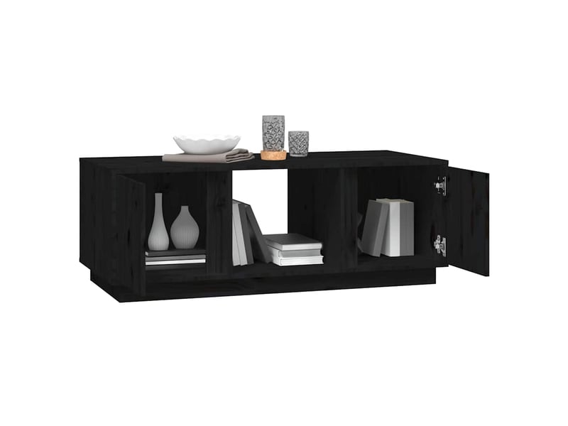  Table basse - table de salon - table à thé noir 110x50x40 cm bois massif de pin  - Conforama D