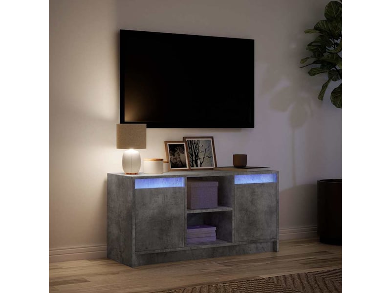  Meuble tv - banc tv - meuble de rangement avec led gris béton 100x34x50 cm bois d'ingénierie  - Conforama E