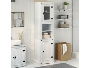 Cabinet de salle de bain, armoire salle de bain blanc 50 x 40 x 185 cm pin massif cf65240