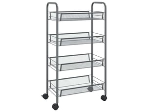 Desserte de cuisine, chariot de rangement à 4 niveaux gris 46x26x85 cm fer