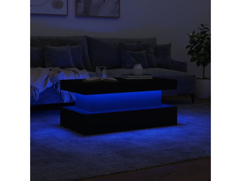  Table basse - table de salon - table à thé avec lumières led blanc 90x50x40 cm  - Conforama E