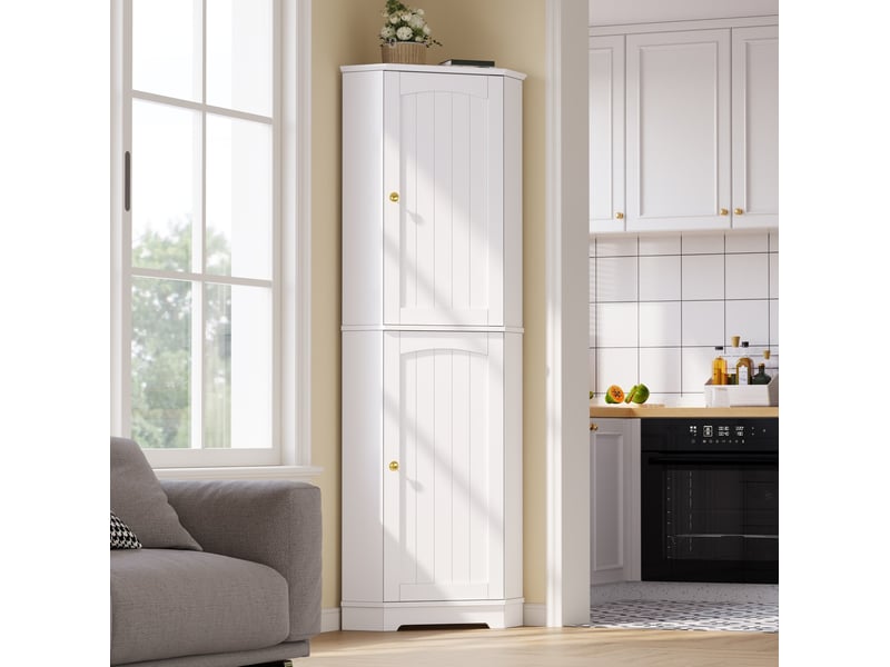  Armoire d'angle 42x42x166 cm 2 portes et tablettes réglables mdf blanc  - Conforama B