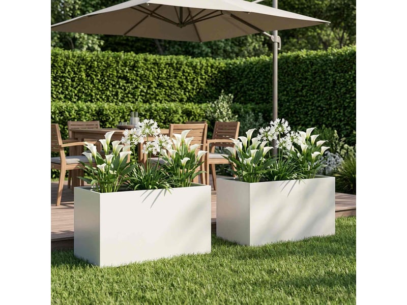  Jardinière - cache-pot de jardin 2 pcs blanc 100 x 50 x 50 cm  - Conforama B