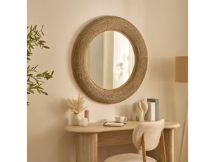 Miroir rond(e) à fixer coloris beige <strong>ATMOSPHERA CRÉATEUR D'INTÉRIEUR</strong> <strong>NATHAN</strong> - 6 cm x 90.5 cm