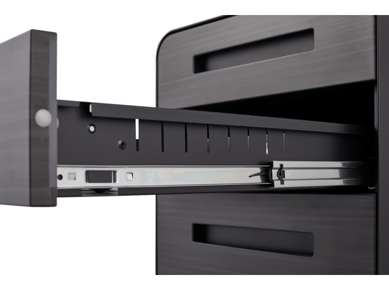  Caisson mobile de bureau 46x40x58 cm – noir – 3 tiroirs verrouillables sur roulettes  - Conforama E