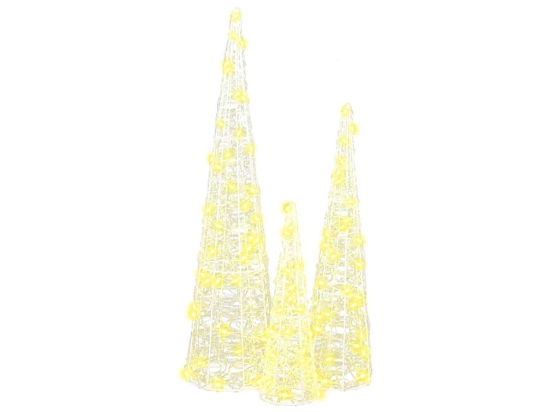  Sapin de noël - arbre de noël 3 pcs 90 led blanc chaud 20 x 20 x 80 cm acrylique  - Conforama E