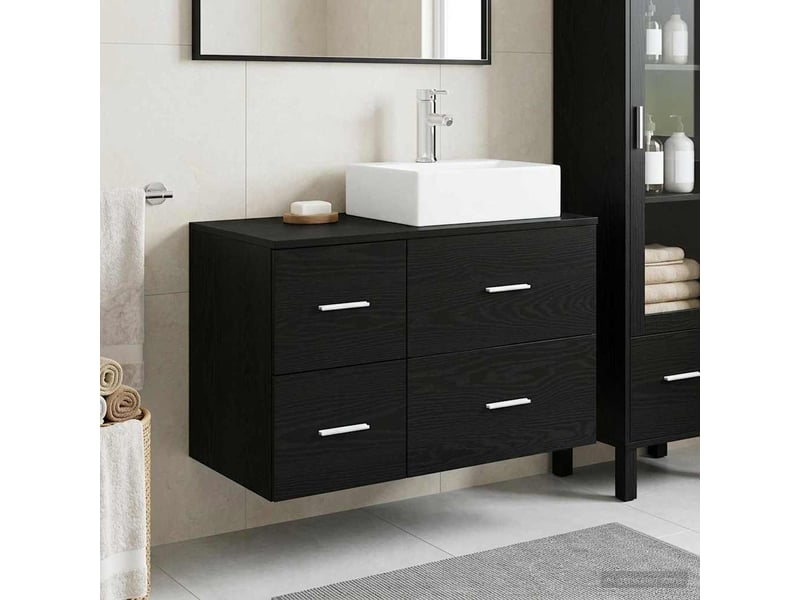Ensemble de mobilier de salle de bain 2 pc chêne noir cf64107 - Conforama B