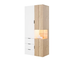 Armoire 3 porte(s) battante 4 tiroir(s) BEAOK coloris bicolore largeur 90 cm