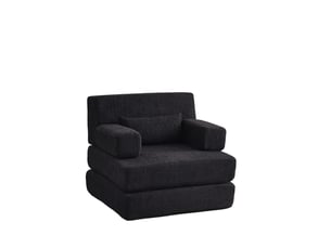Canapé droit 2-en-1, sofa modulable en chenille, assise individuelle ajustable pour salon, chambre, bureau, 80 x 90 x 90 cm, noir