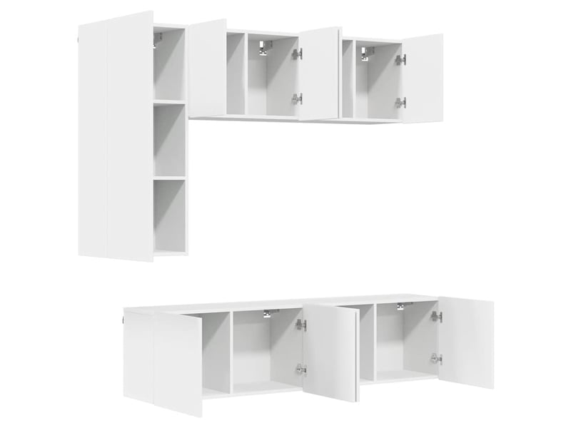 Meuble tv - unités murales tv 5 pcs blanc bois d'ingénierie  - Conforama E
